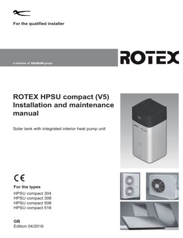 ROTEX HPSU compact Installation and maintenance manual .